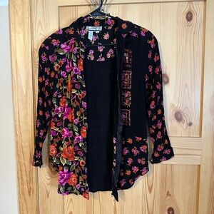 Johnny Was Floral Black Blouse